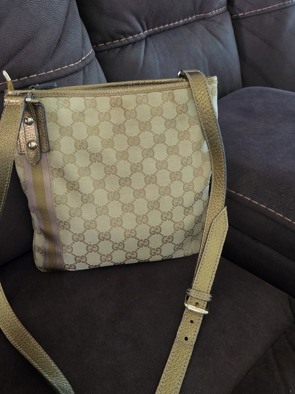 Gucci Beige GG Canvas Crossbody Bag
